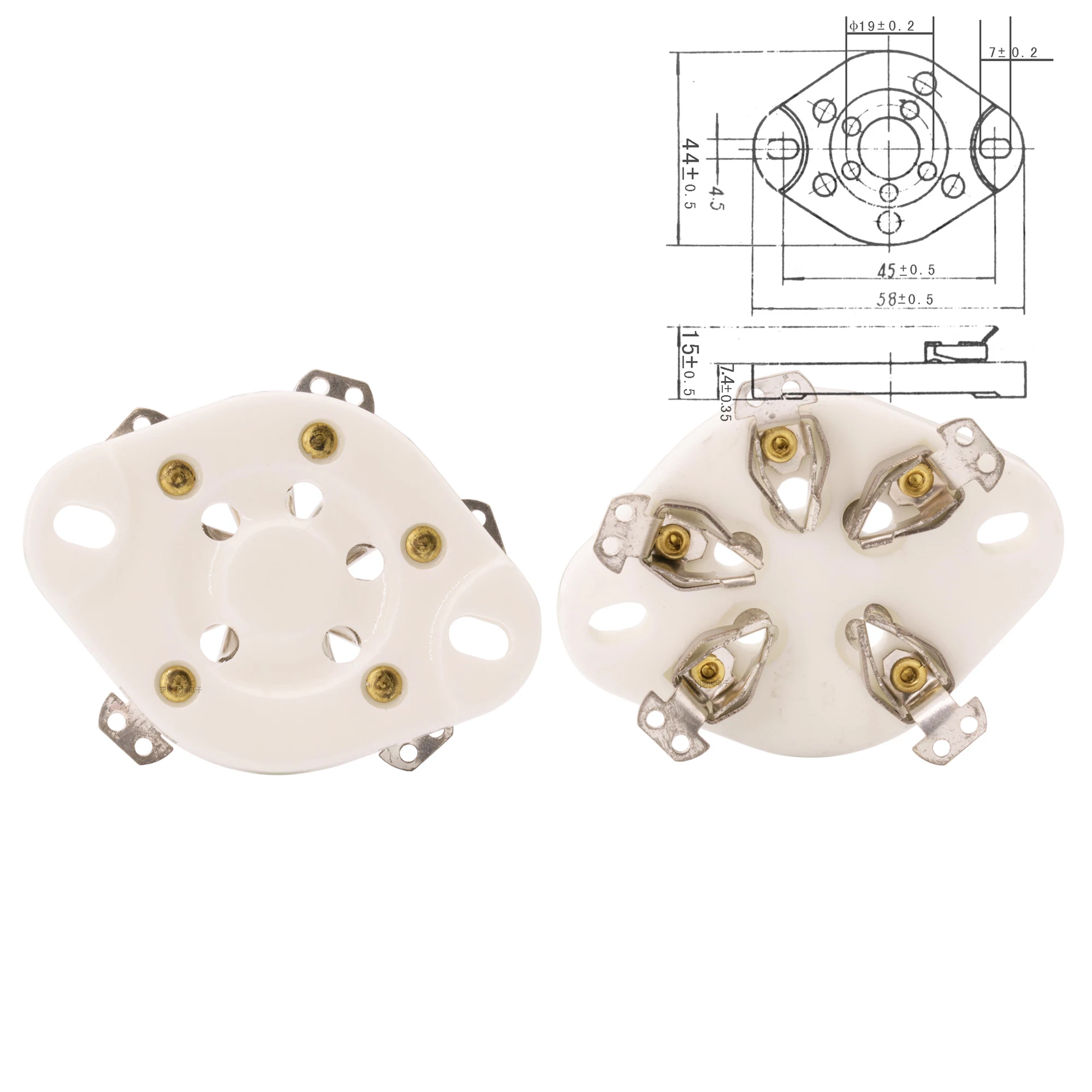 5pcs 5PIN Ceramic Valve Base Tube Socket DIY Kits 807 FD422 37 Fu-7 Vintage Amplifier Upgrade Chassis Mount