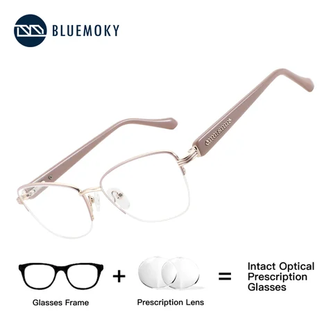 BLUEMOKY Progressive Glasses for Women Butterfly half-frame Metal Prescription Photochromic Blue Light Blocking