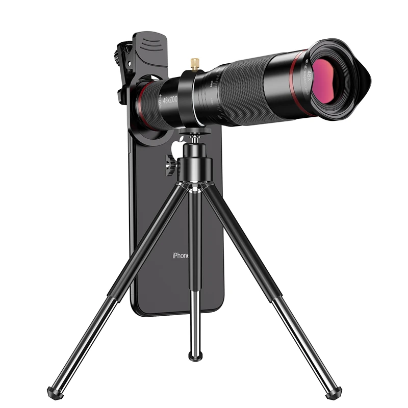 HD Metal 48X Telescope Telephoto Lens Monocular Mobile Phone Camera lens Plus Accessories for Samsung iPhone 11 X All Smartphone