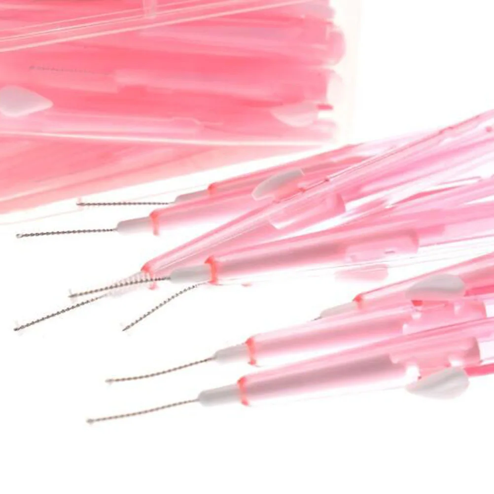 

60pcs Interdental Brushes High Quality Floss Pick For Teeth Cleaning Braces Implants Bridges Crowns Oral Care Tool Pink