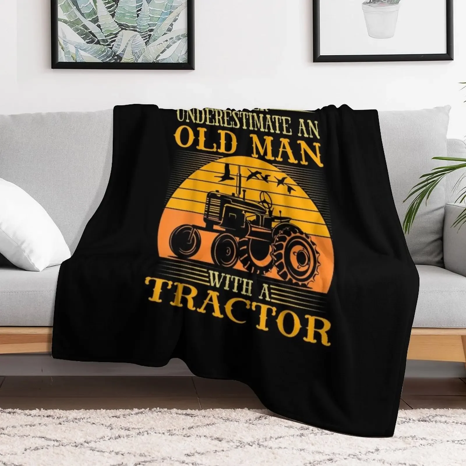 Never Underestimate An Old Man With A Tractor - Birthday Gift Farmer Throw Blanket Hair sofa bed Furry Thin Blankets