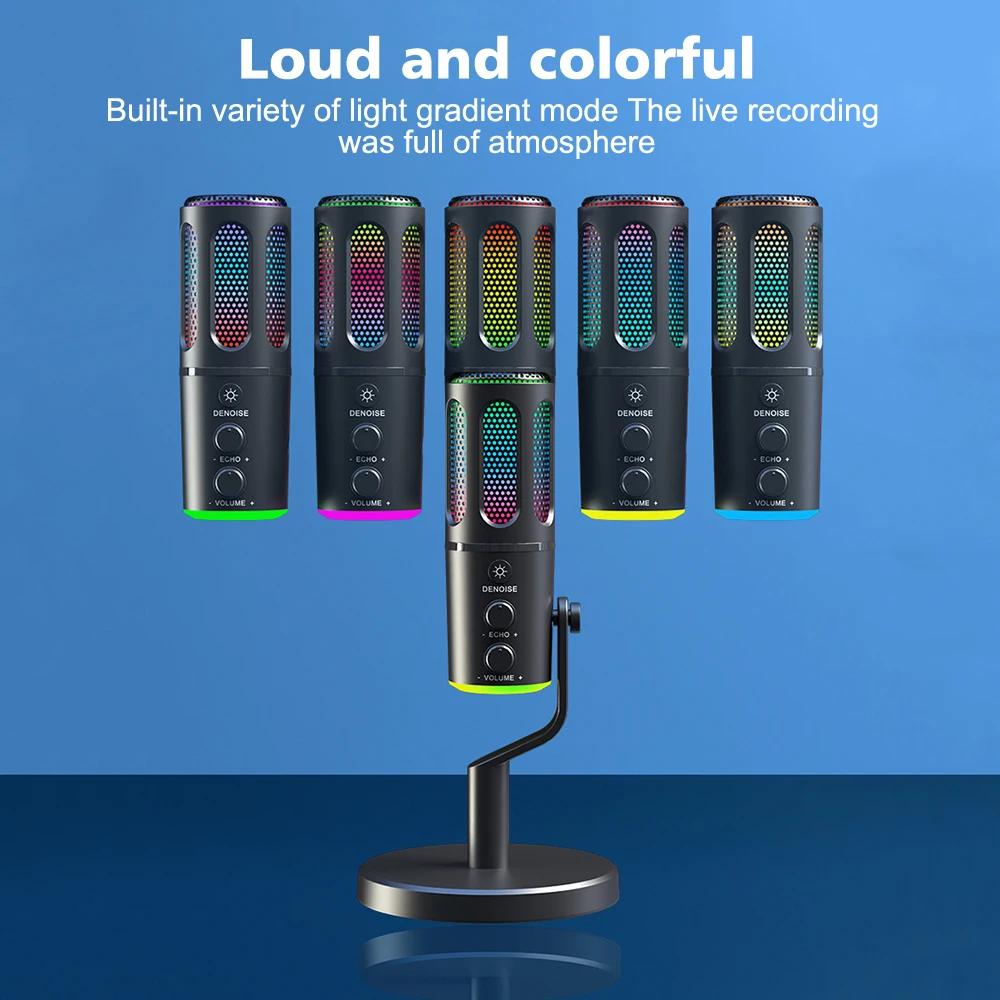 RGB USB مكثف الألعاب ميكروفون الكمبيوتر المهنية ميكروفون للكمبيوتر PS4 PS5 ماك الهاتف المحمول تسجيل تدفق جديد