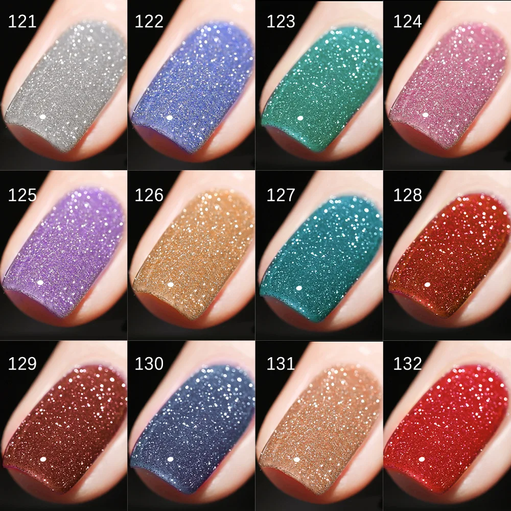 Esmalte de uñas de Gel reflectante, juego de esmalte de Gel brillante con purpurina brillante, 12 colores, brillo de diamante, Kit de manicura UV LED Flash Nai