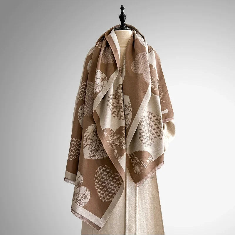 

Элегантный шарф с геометрическим дизайном, имитация кашемира, мягкая теплая универсальная шаль, холодостойкий ветрозащитный шарф-одеяло, осень-зима ​
