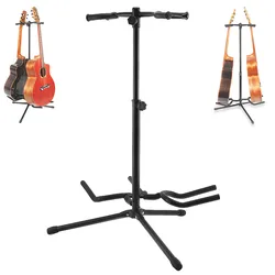 One / Double Holders Aluminum Alloy Floor Guitar Stand with Stable Tripod for Display 2pcs Acoustic Electric Guitar Bass