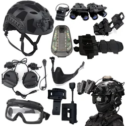 Airsoft Helmet Tactical Headset Paintball Goggles & Mask Aluminum Alloy L4G24 NVG Model Helmet Signal Light Helmet Battery Pouch