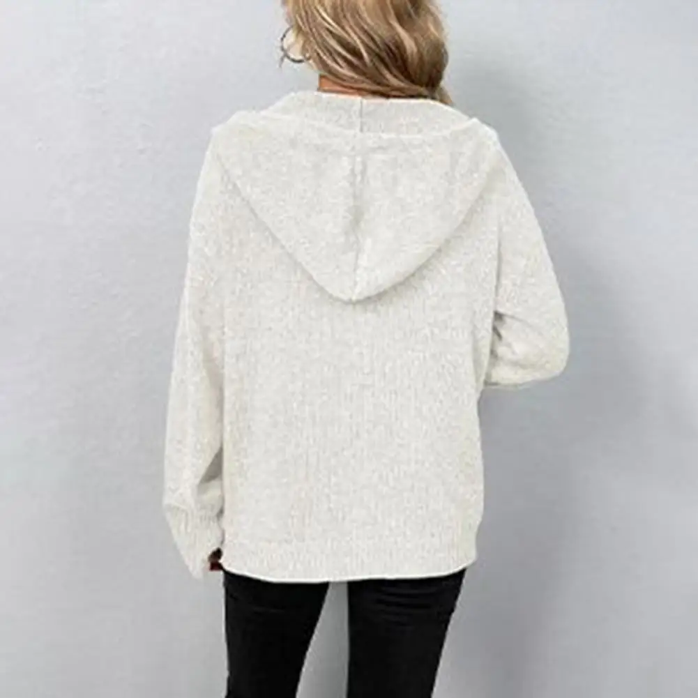 Women Long Sleeve Top Soft Knitted Women's Hooded Cardigan Cozy Stylish Sweater Coat for Fall Spring Long-sleeved Coats