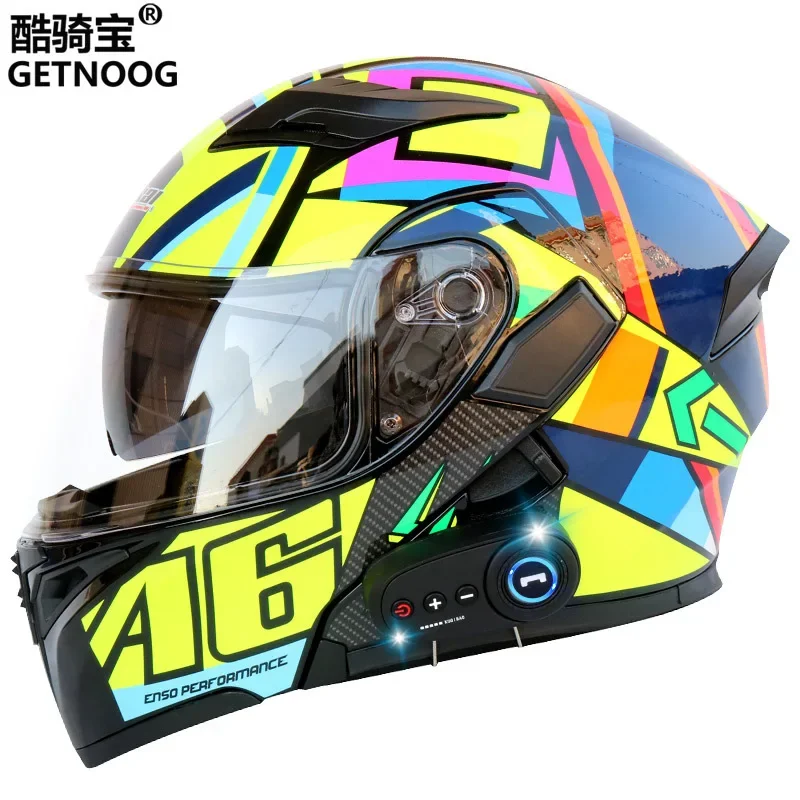 Jiekai Motorcycle Full Helmet Dual Lens Bluetooth Helmet Motocross Safety Helmet DOT Certification Casco Moto