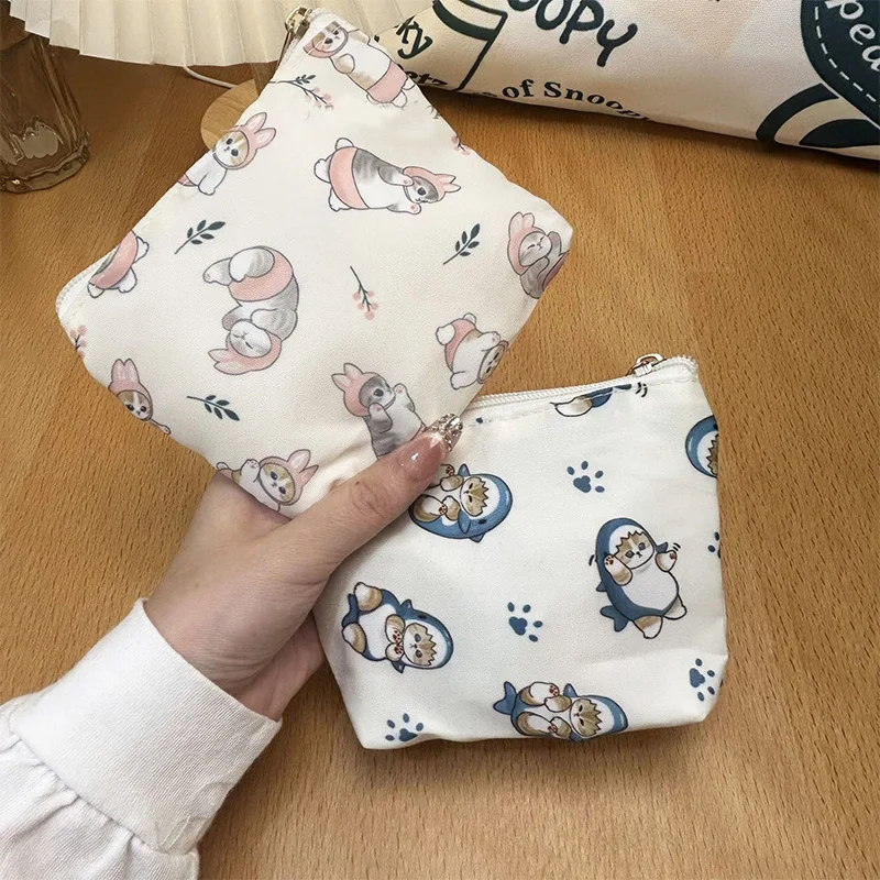 Japanese Style Mofusand Shark Cat Makeup Bag Cartoon Canvas Storage Bag Travel Portable Sundry Items Storage Bag Friend Gifts