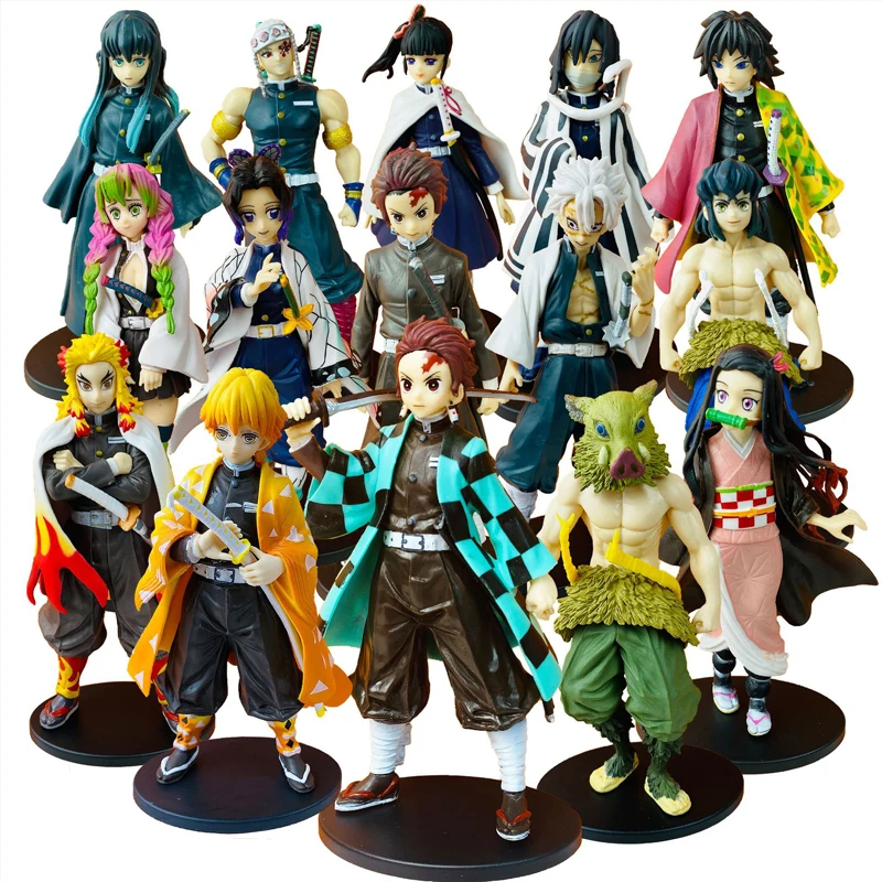 16CM Cartoon Anime Kamado Nezuko Kochou Shinobu Tanjirou Zenitsu Action Figure Kimetsu No Yaiba PVC Model Toy Doll