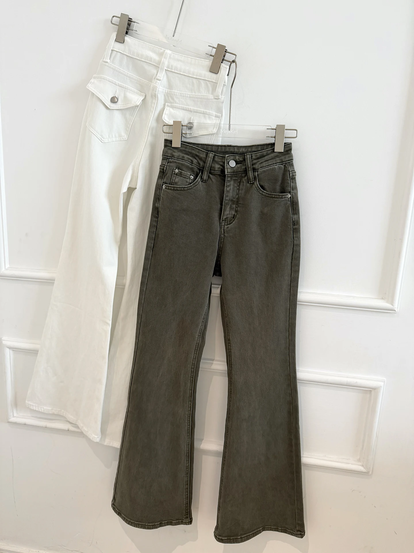 

Original Meysikim Micro Flared Jeans Women's New Arrival Cotton Natural Waist Button Pocket Detail Spring Season Ladies Jeans