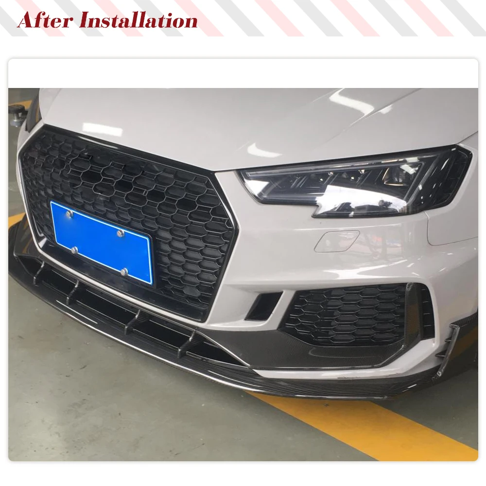 Car Front Prepreg Dry Carbon Lip Chin Spoiler For Audi RS4 2019 2020 Sedan Car Front Bumper Splitters Lip Canards Spoiler