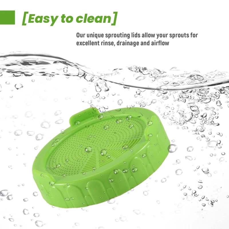 6 Pack Sprouting Jar Strainer Lids - Wide Mouth Jar Screen Sprouting Kit Lids - For Growing Bean, Broccoli