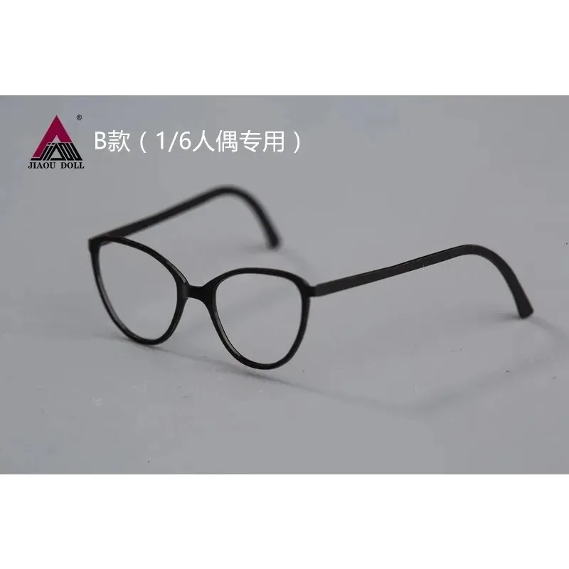 Óculos femininos/masculinos, escala 1/6, hipster, armação preta, vidro rosa, dourado, modelo adequado para figuras de ação de 12 polegadas, corpo de boneca