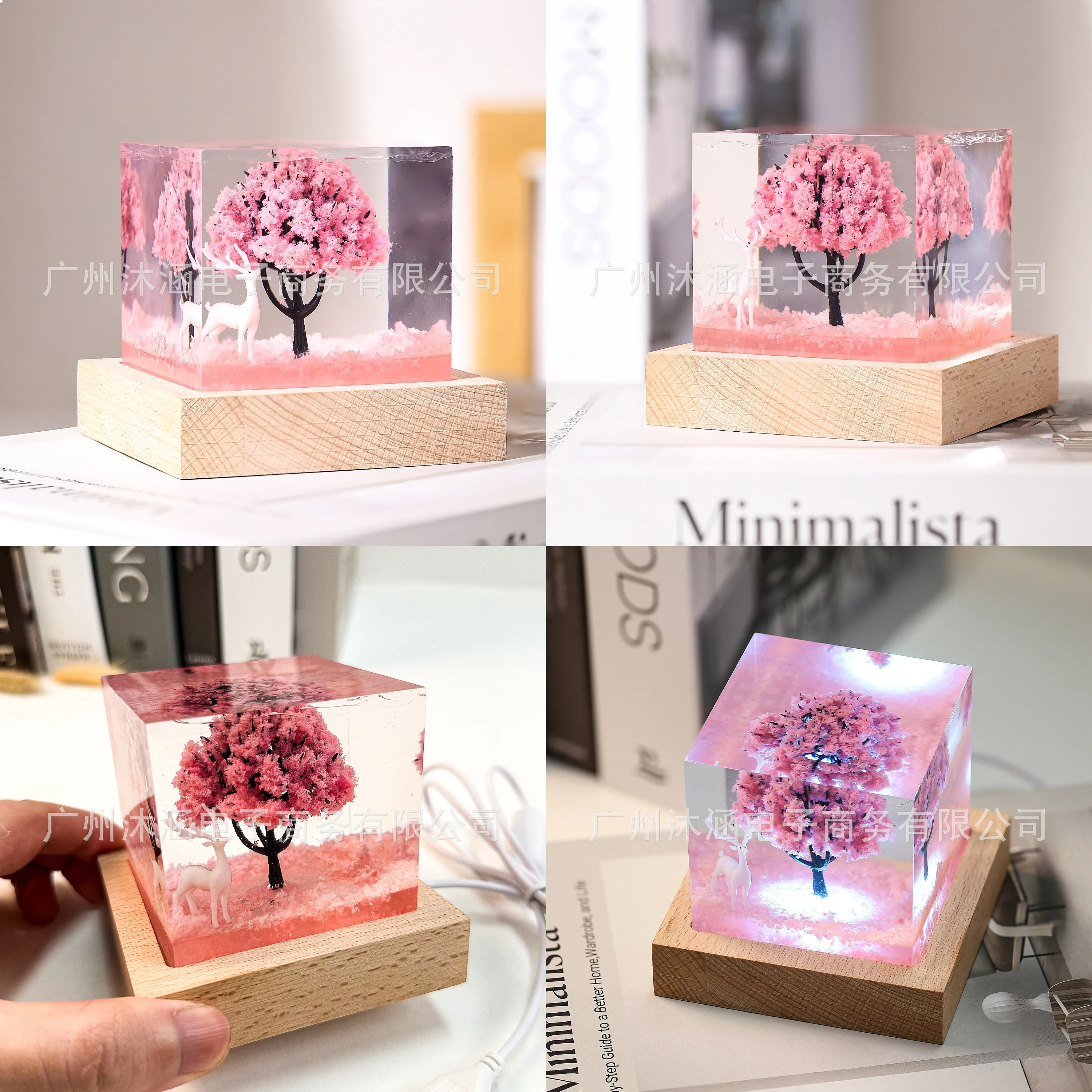 Amazon Bestseller Sakura-Baum Hirsch Harz Kreative Nachtbeleuchtung Schlafzimmer-Deko Geschenk für Frauen