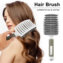 Salon Hairdressing Hair Brush Scalp Massage Hairbrush Bristle Nylon Women Wet Curly Detangle Hair Brush For Styling Tools