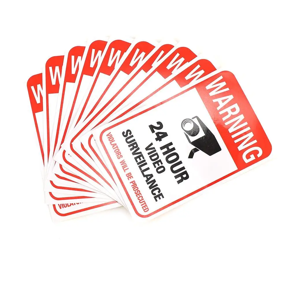PVC Video Surveillance 24 Hour Monitor Camera Warning Signs Warning Sticker Decals Stickers