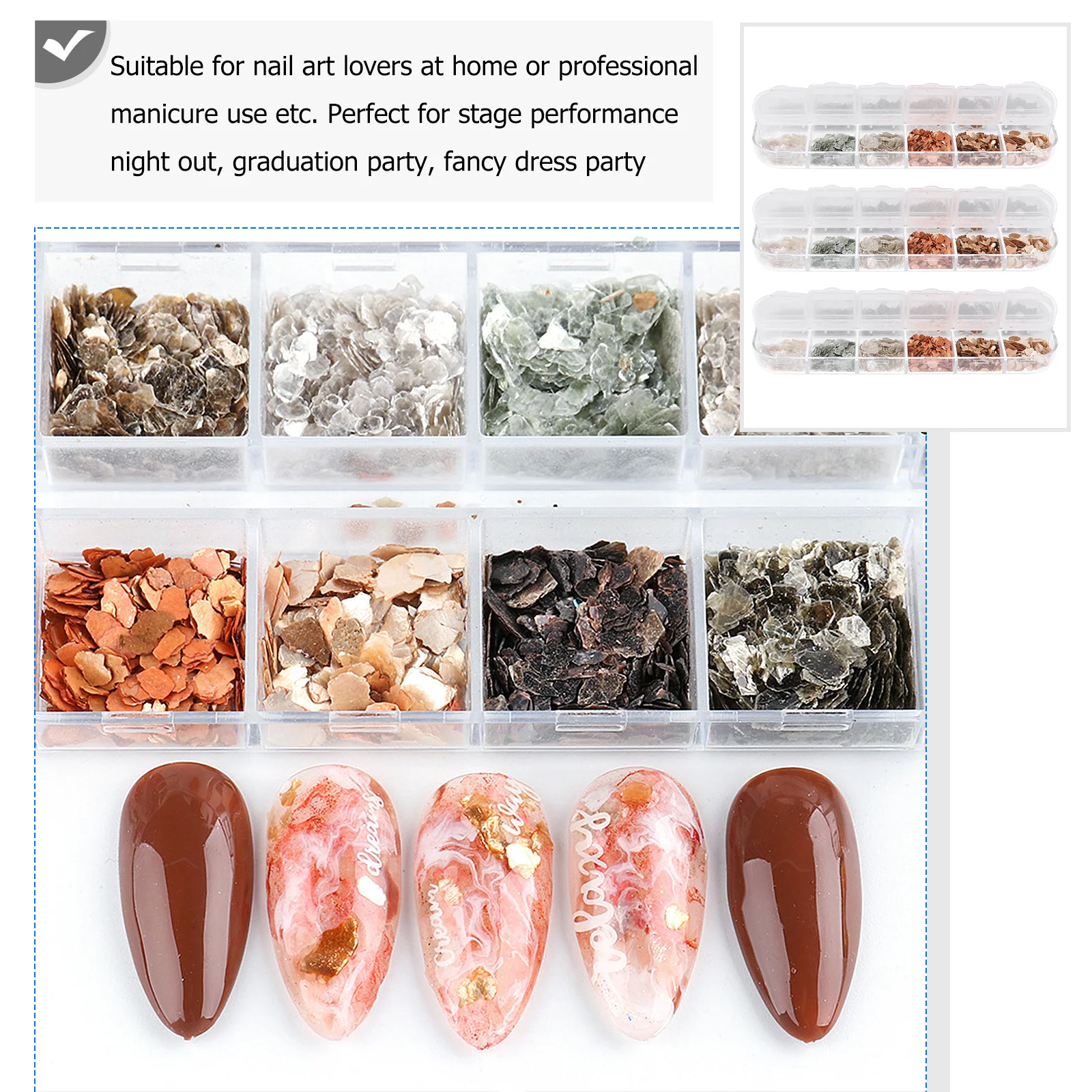 3 dozen mica marmeren nagel pailletten glitter confetti voor professionele kunstdecoratie doe-het-zelf manicure accessoires