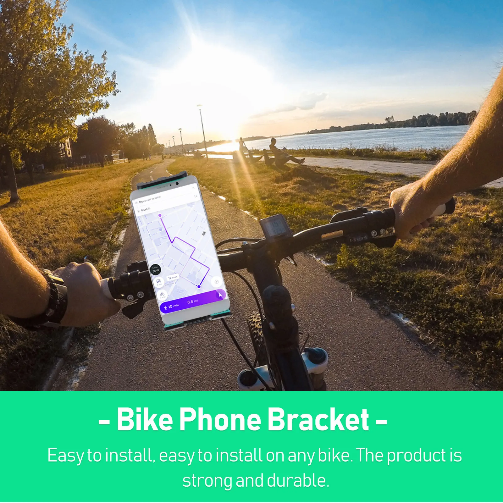 Bike Phone Holder Treadmill Tablet Mount Exercise Equipment Stand Strong ABS Rubber Construction Easy Install Handlebar Use