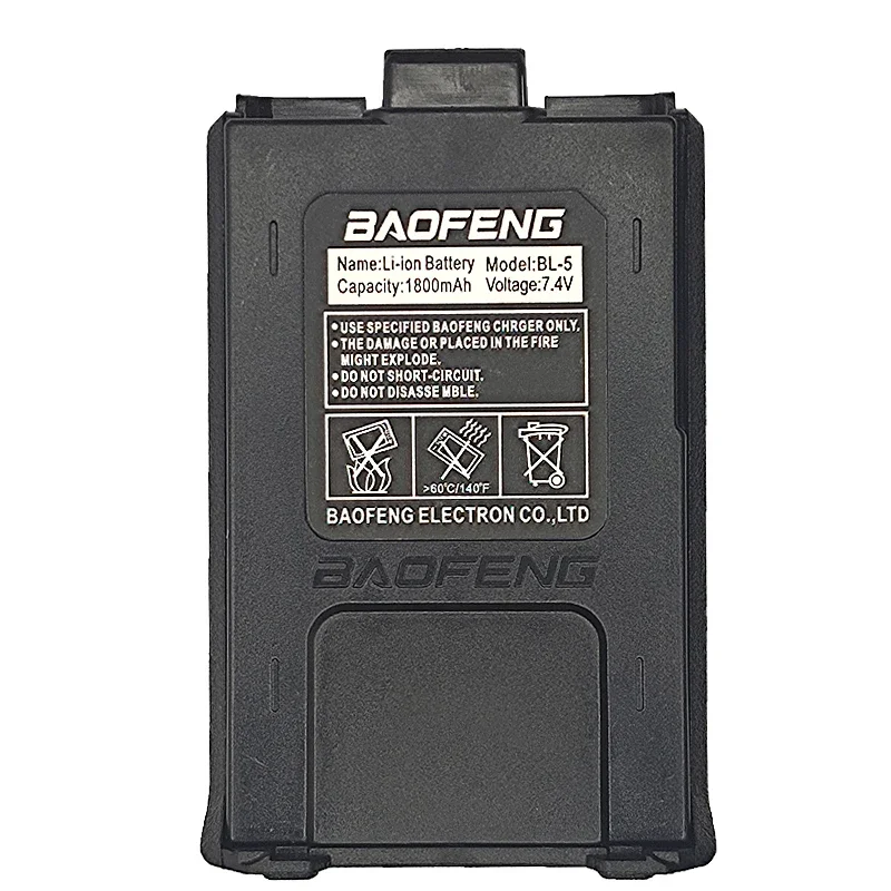 Batería de iones de litio BL-5, soporte mejorado, carga tipo C, 1800mAh, 7,4 V, para Baofeng Walkie Talkie serie UV-5R, accesorio de Radio