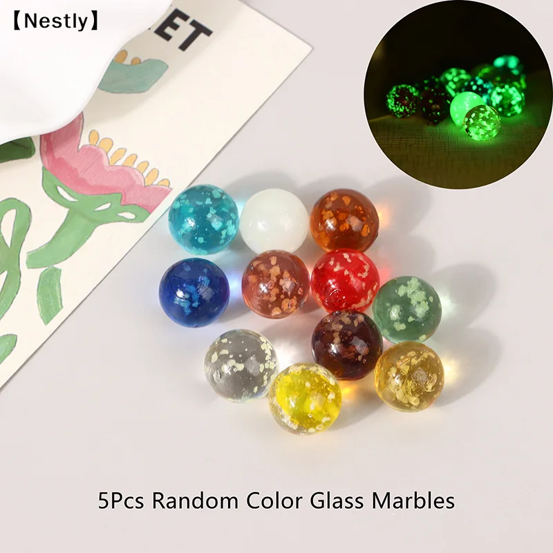 5Pcs 1.6MM Luminous Glass Ball Glass Marbles Colorful Assorted Marbles Glow In The Dark Pinball For Kids Marble Games〔Nest〕