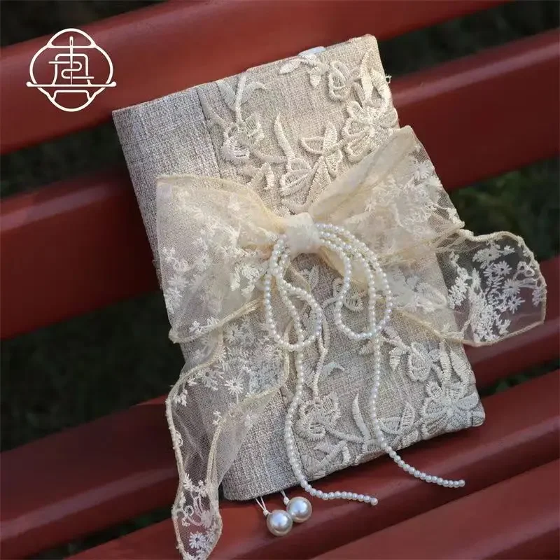 【White Orchid】Original Handmade A5 A6 Notebook Covers Protector Book Sleeve Crafted Fabric Products Diary Cover，in Stock