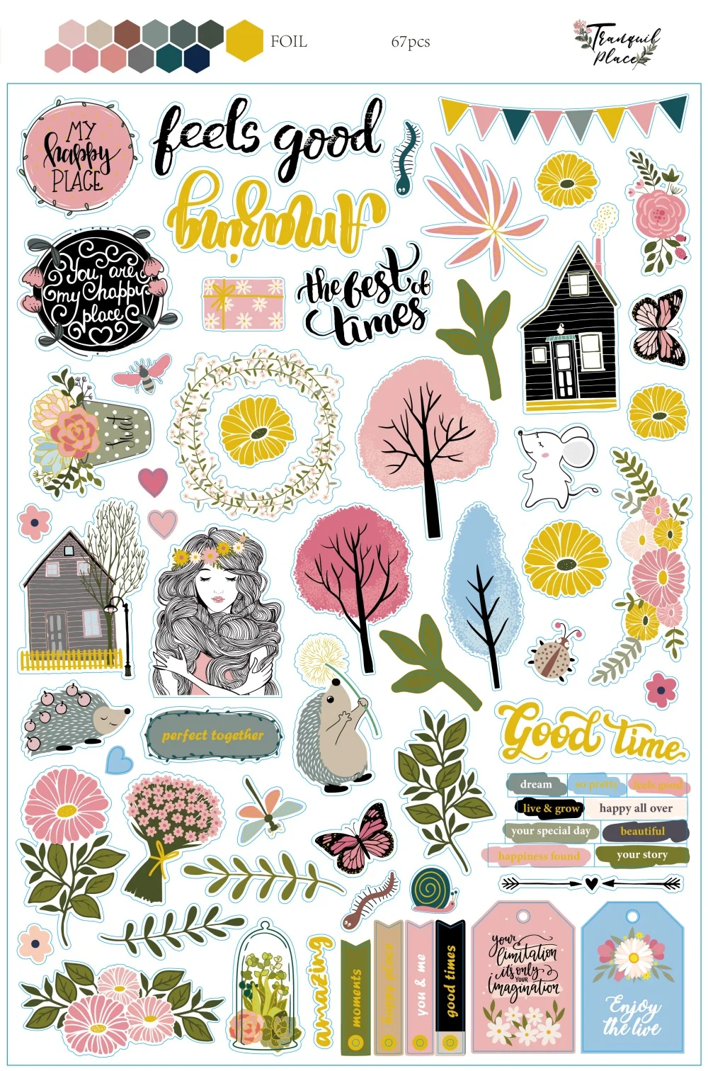 Creative Path Tranquil Place Scrapbooking Journaling Komplettsets 15 Stück Dekorative Papier-Ausschnitte Rahmen Aufkleber DIY Bastelsets – Detail 14