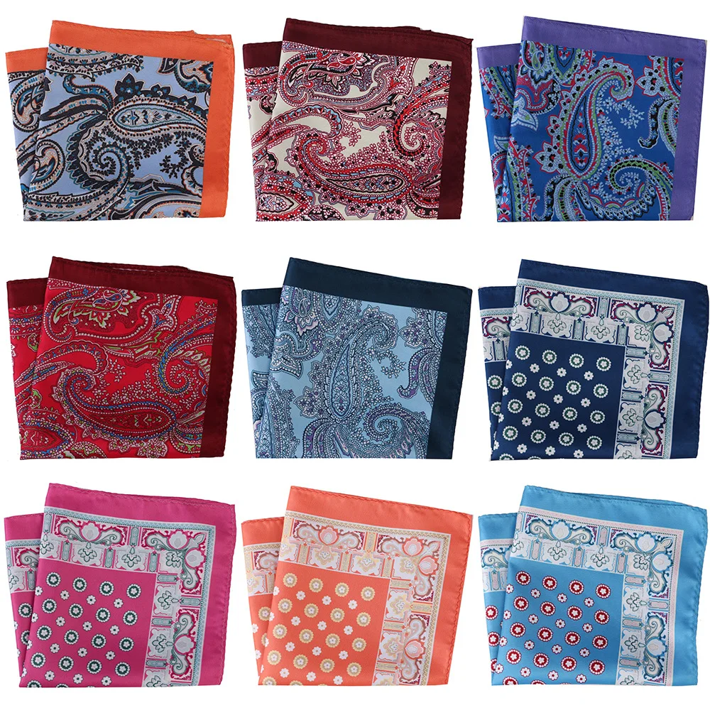 Mouchoir Hanky Paisley pour Homme, Mouchoir Pied-de-Poule, Carré de Poche, Impression Patchwork, Imbibé, ixde Mariage, Grande Taille, 33x33cm