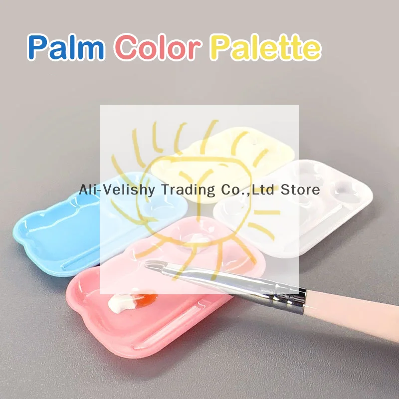 1 pçs dos desenhos animados arte do prego paleta de cores plástico gel polonês pintura cor mistura placa bandeja com suporte escova diy pintura ferram