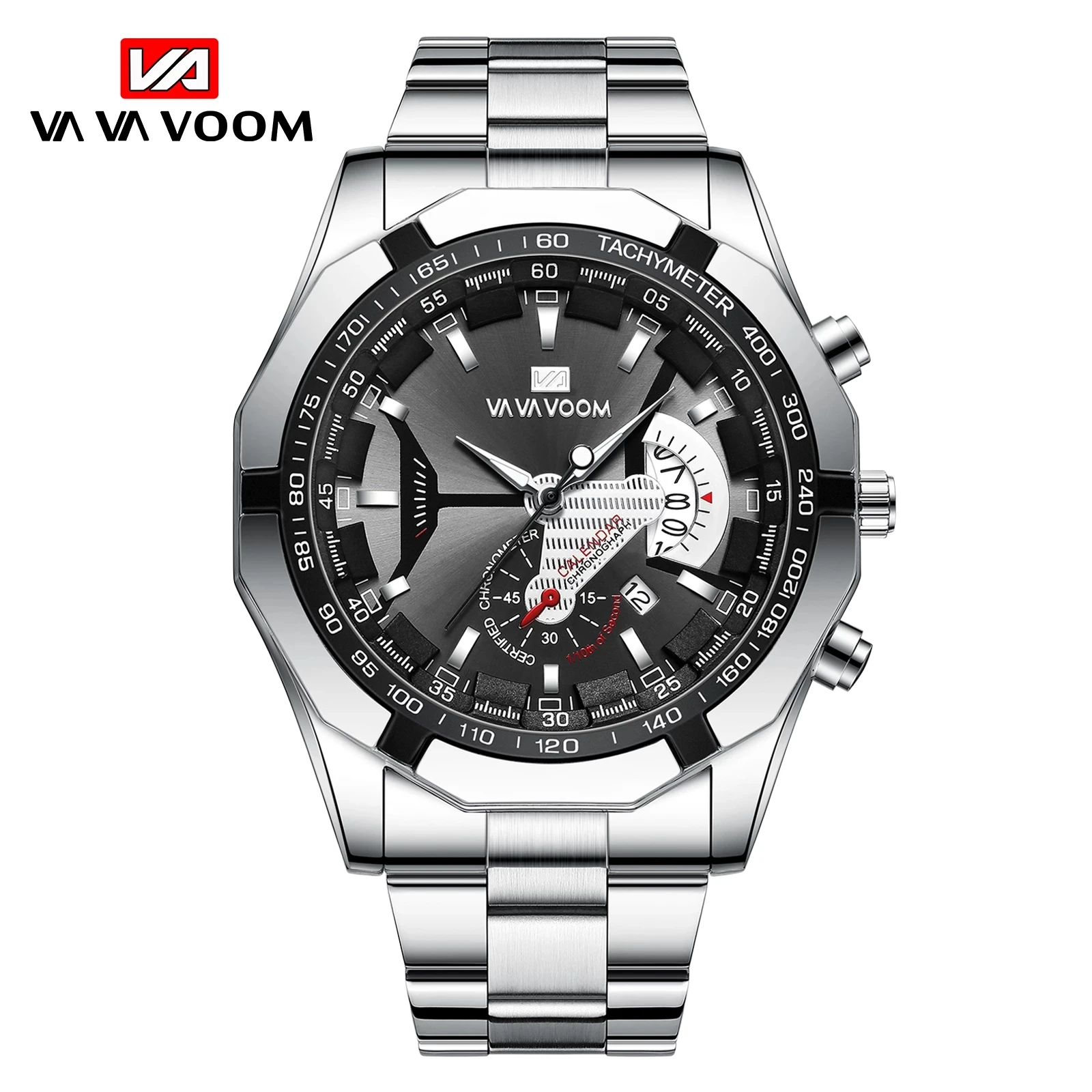 Fashion VAVA VOOM Brand Men Sport Full cinturino in acciaio inossidabile impermeabile Casual militare Sport all\'aria aperta orologio al quarzo di