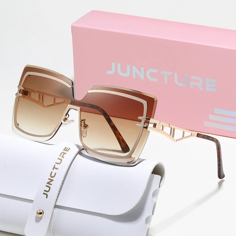 Juncture moda feminina óculos de sol vestir óculos de sol grande quadro gradiente senhora óculos festa presentes do feriado óculos de sol para mulher