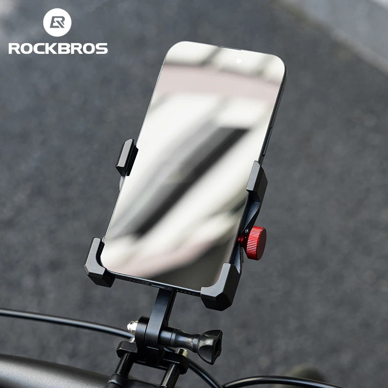 Uchwyt na telefon ROCKBROS do motocykli rowerowych 180°° Regulowany, stabilny uchwyt rowerowy na telefon ze stopu aluminium na kierownicy﻿