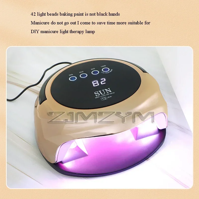 98W 42 LEDs Nail Lamp Non Black Hand Quick Drying Phototherapy Machine Baking Lamp With Smart Timer Sun Light Nail Art Tools