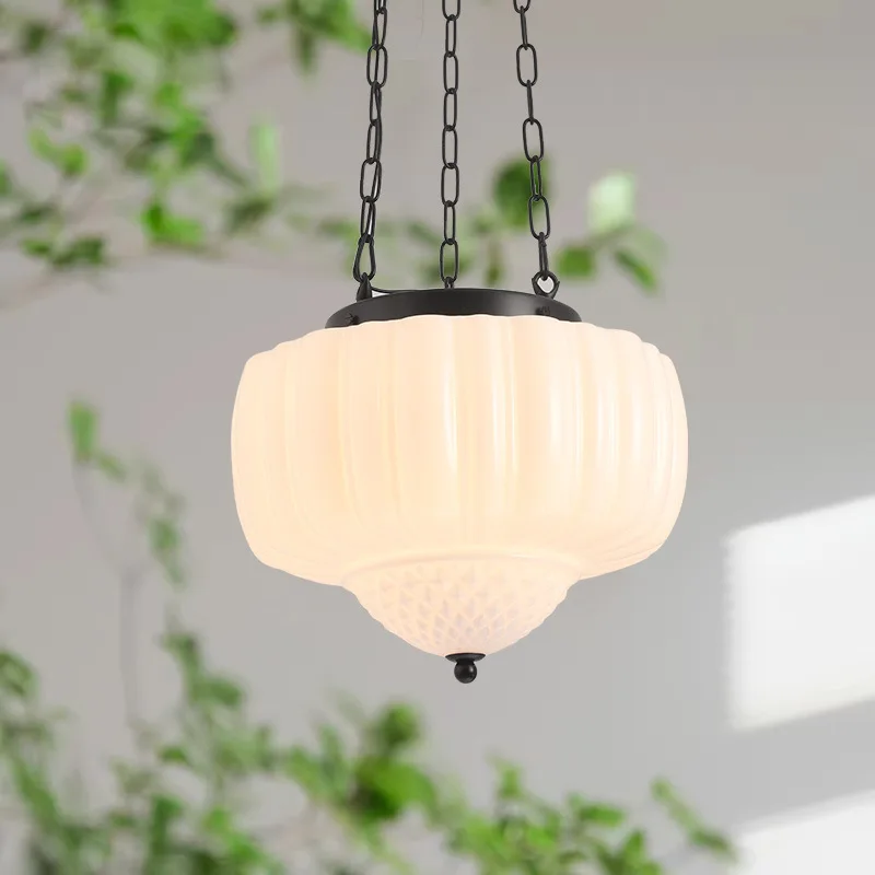 

Glass Cream Chandelier E27 French Retro Bedroom Study Ceiling Hanging Lamp Study Dining Room Led Home Appliance Pendant Lights