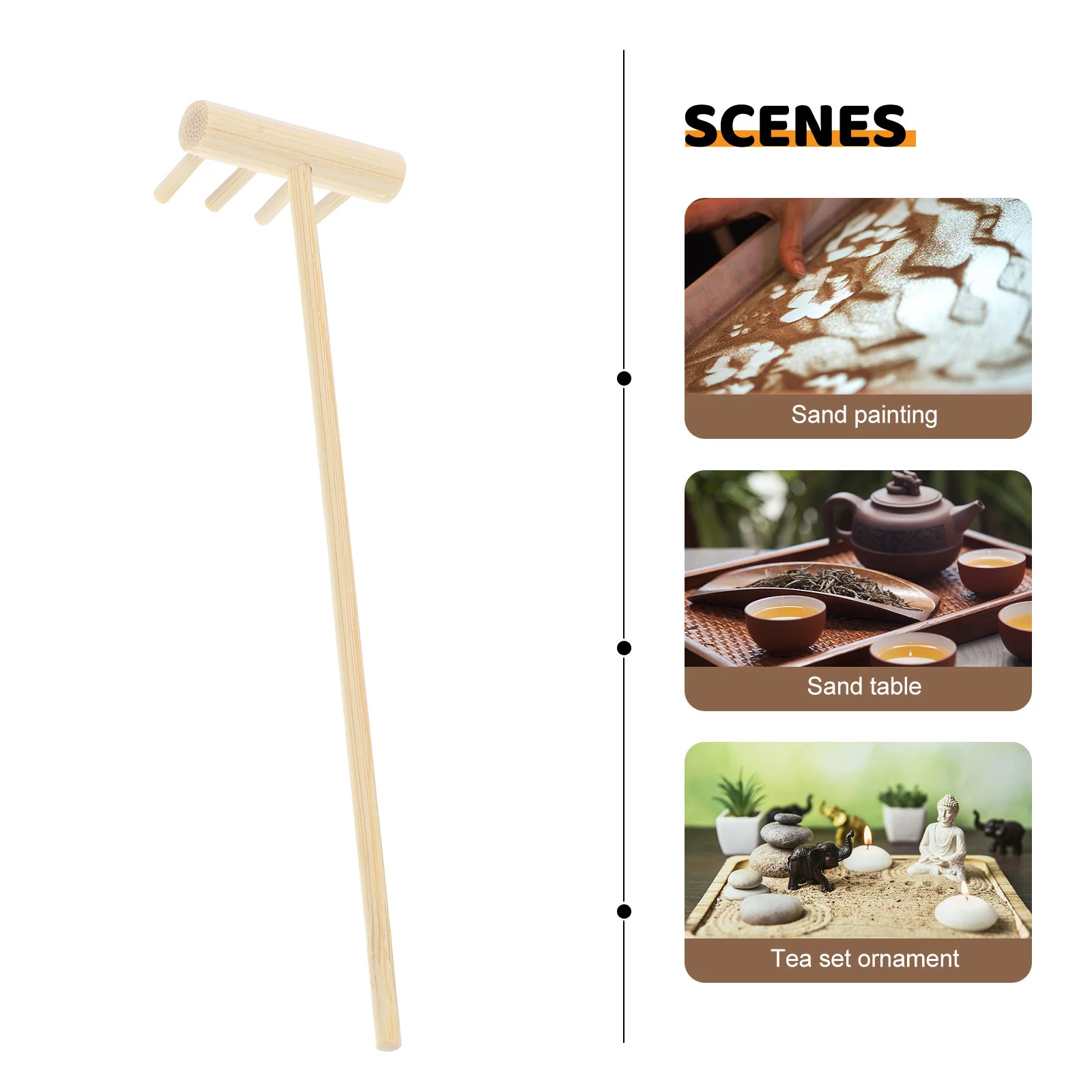 8 pièces service à thé ornements Mini râteau râteaux à sable outils de jardin japonais fournitures de roche bricolage jouet bambou jardinage main bureau