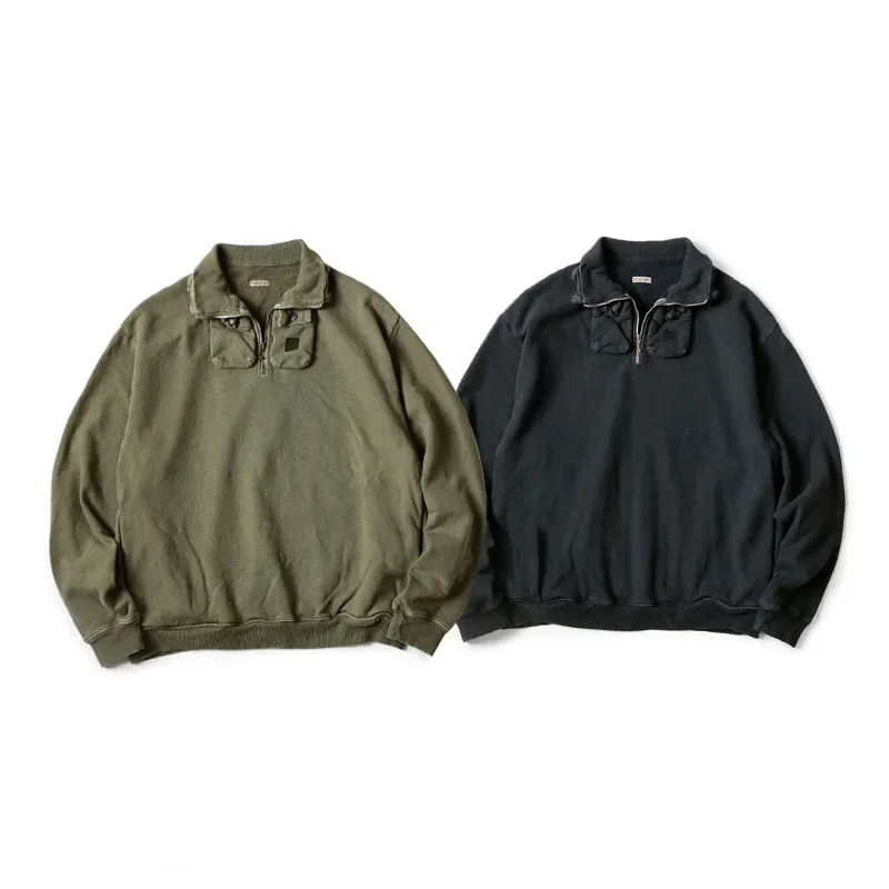 24SS KAPITAL Hirata Hiroshi Japanese Double Color Pullover Wax Dyed Washed Old Standing Neck Loose Long Sleeved Hoodies