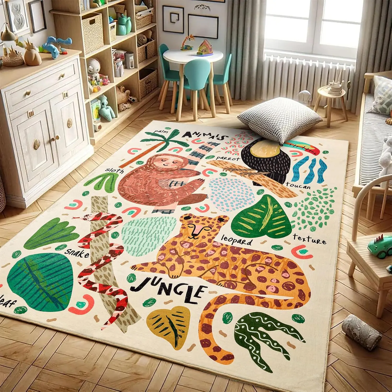 

Детские коврики с милыми животными для девочек и мальчиков, нейтральные, мягкие мультяшные забавные коверы для детской игровой комнаты с причудливым лесом и джунглями, современные абстрактные