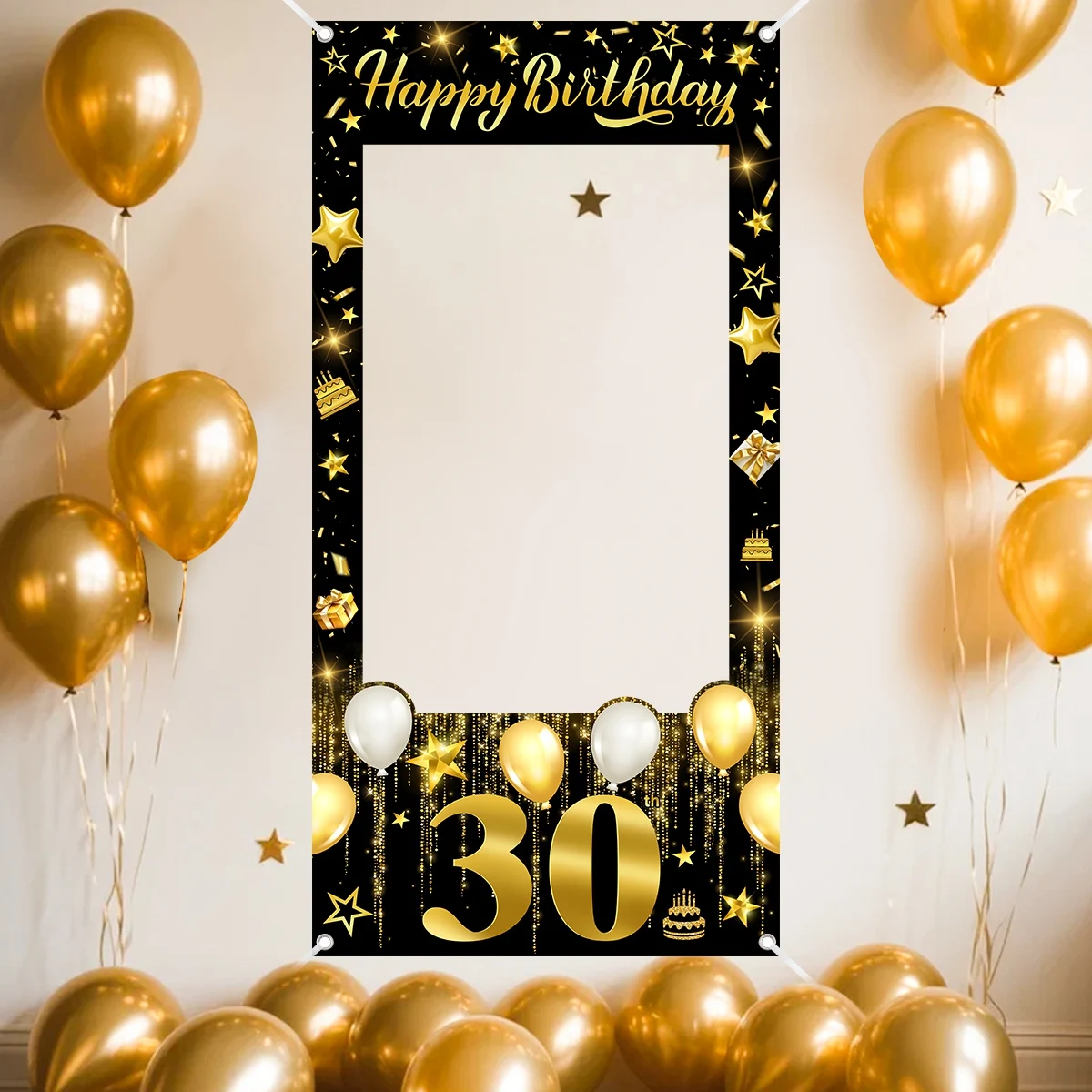 30., 40., 50., 60. Geburtstag Fotorahmen Foto-Requisiten Schwarz Gold Erwachsene 30 40 50 60 Jahre Alt Geburtstagsparty Dekoration – Detail 1
