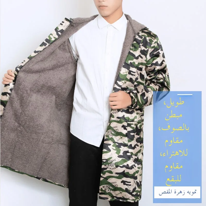 

Thiened Fce Work Apron Waterproof Oil-resistant Men's Winter Workwear Kitchen Gown Outdoor Wear Durable Stain-resistant