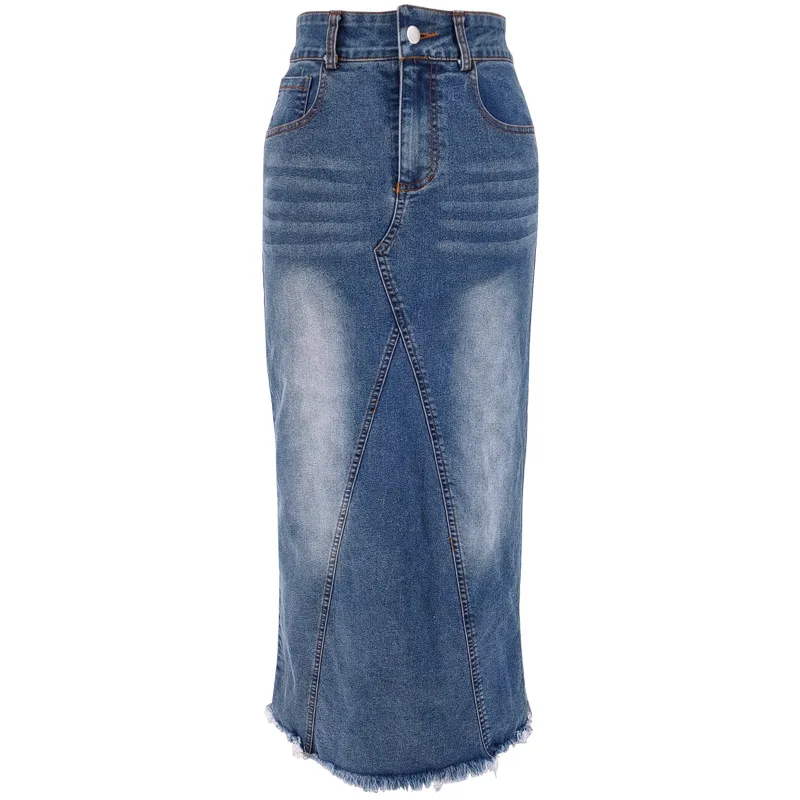 Benuynffy Vintage Hip Wrap Zeemeermin Zoom Denim Rok Dames 2025, Lente Zomer Hoge Taille Y2k Casual Ruwe Zoom Jean Lange Rokken
