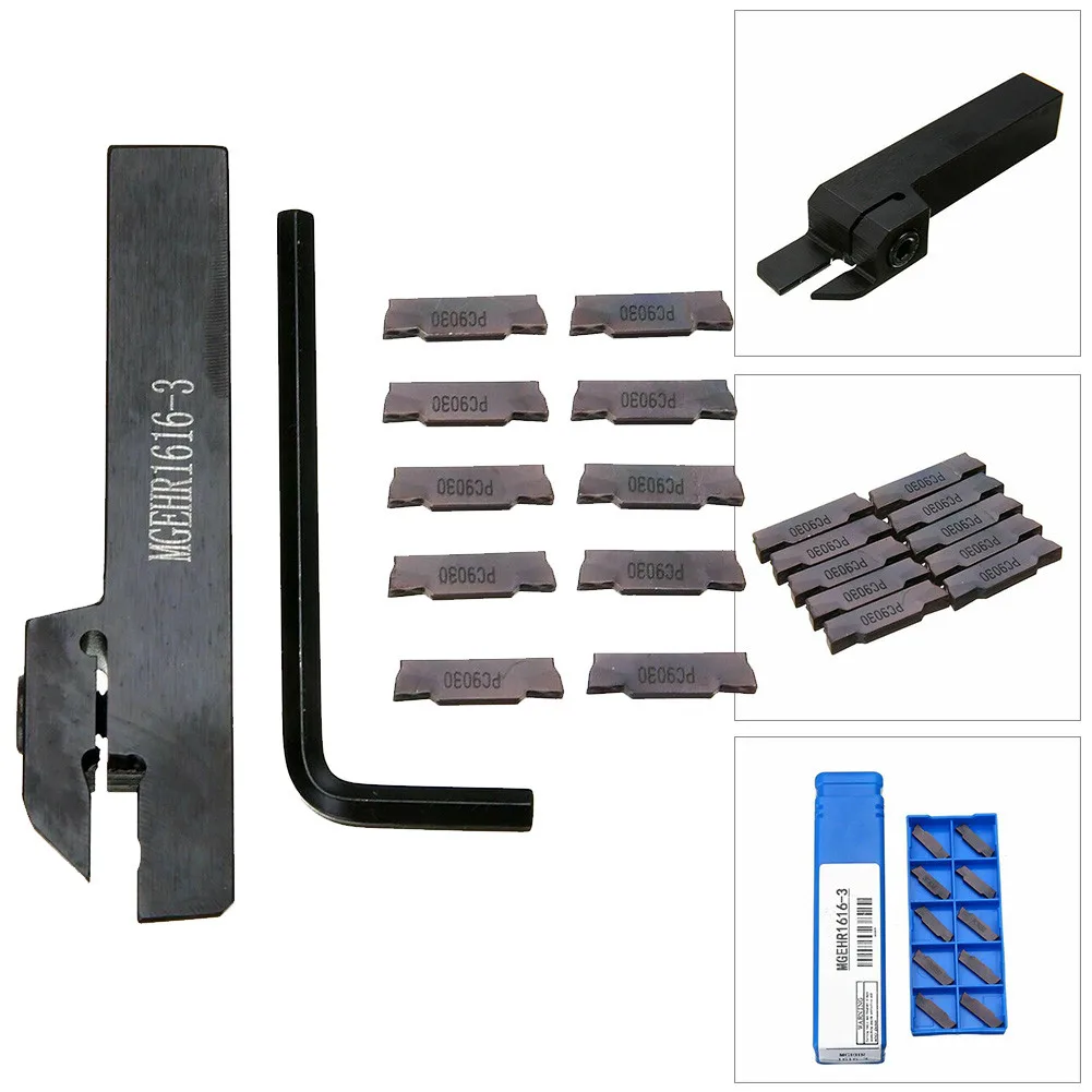 MGEHR1616-3 Supporto per tornio Barra di alesatura + 10 pezzi MGMN300 Set di inserti Portautensili per tornitura + Lama in metallo duro cementato Lavorazione CNC