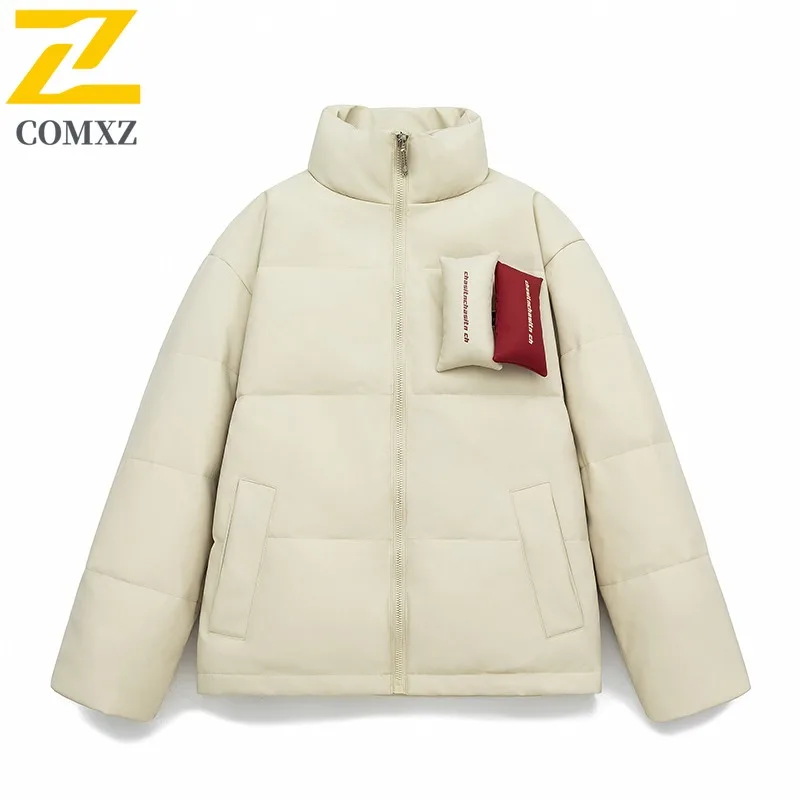 COMXZ Parker Coat Lightweight Waterproof Stand Collar Casual Skiing Down Jacket Travel Warm Classic Puffer Jacket Men's Clothing