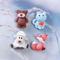20Pcs/lot Cartoon Bear Rabbit Cat Flat back Resin Cabochons Kawaii Animals Scrapbooking Crafts DIY Phone Decoration Accessories