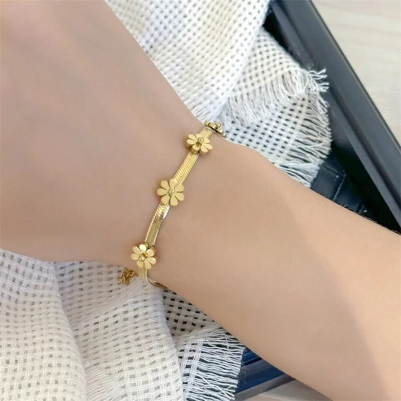 GANPUP 316L Edelstahl Schmetterling Kette Armband Für Frauen Metall Gold Farbe Charme Schmuck Wasserdichte Zubehör Bijoux Geschenk – Detail 6