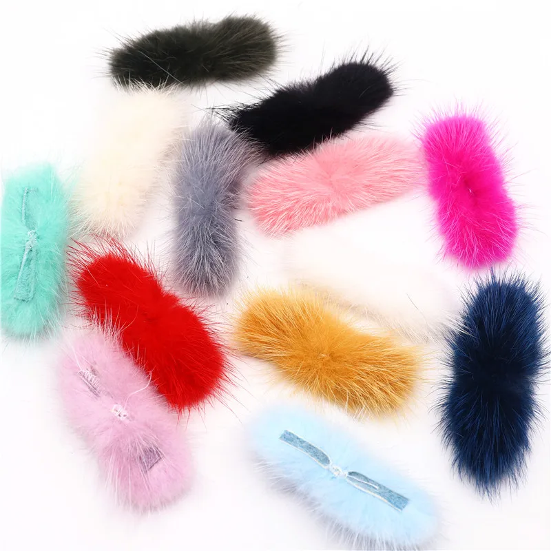 5pc Bows Pompom balls 3x7cm Real Mink Fur Soft Pompon Bowknot Diy Pompoms Hair Keychain Decor Garment Crafts Sewing Supplies