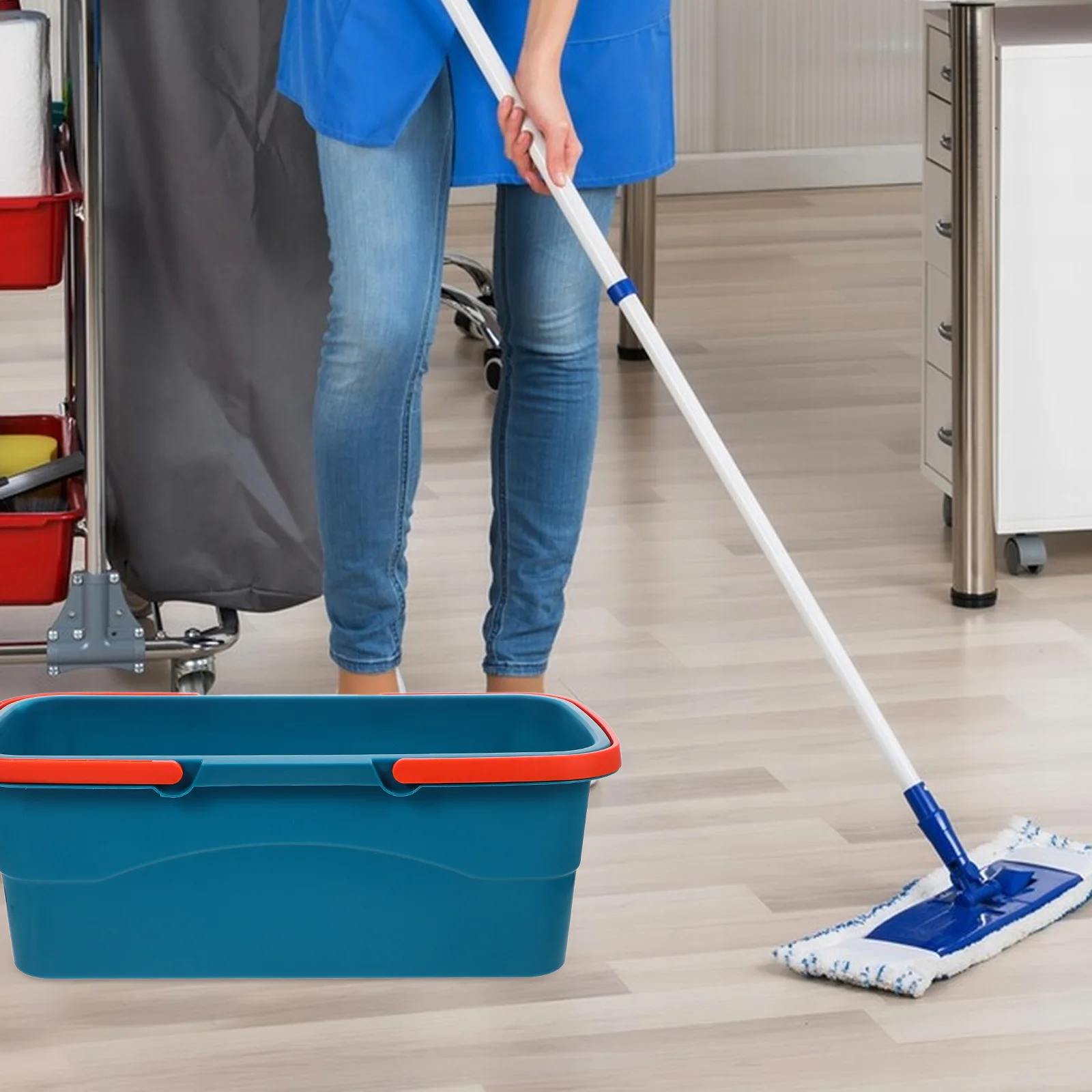 

Flat Mop Bucket Plastic Holder for Cleaning Barrel Portable Pp Household Pail Bathroom
