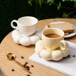 Ceramic Cloud-Shaped Coffee Cup Creative Sunflower Saucer Unique Office Afternoon Tea Mug Exquisite Milk Cups Kitchen Drinkware