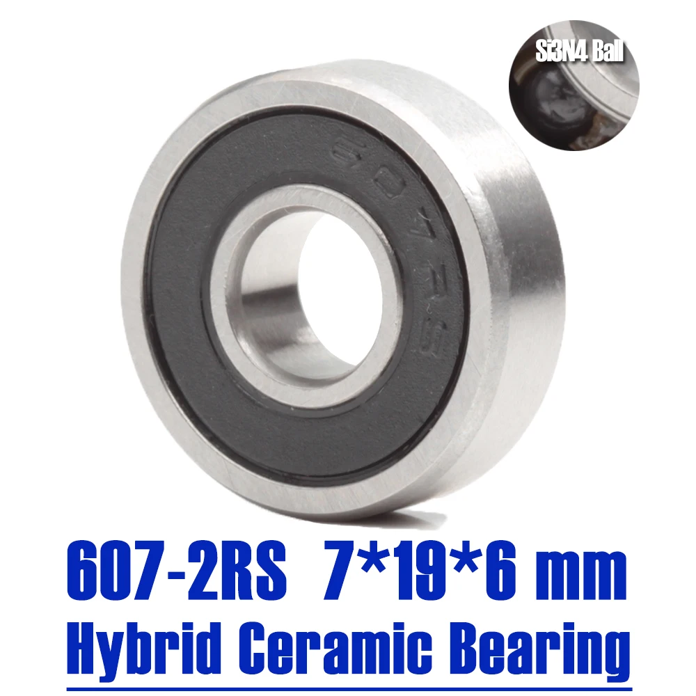 607 Hybrid Ceramic Bearing 7*19*6 mm ( 1 PC ) Industry Motor Spindle 607HC Hybrids Si3N4 Ball Bearings 3NC 607RS