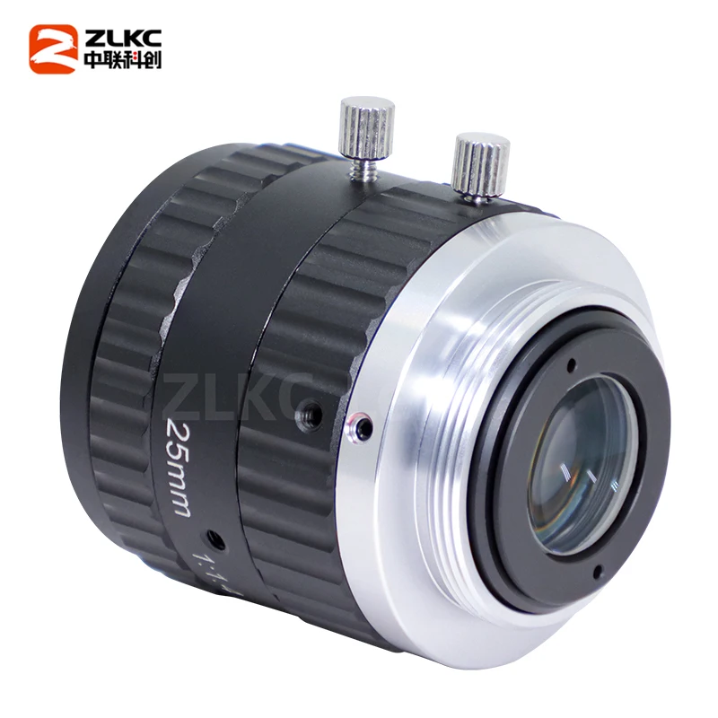 ZLKC 25mm Lens F1.4 Large Aperutre C-mount Lens 5MP Low Distortion 2/3'' Machine Vision for Industrial Cameras