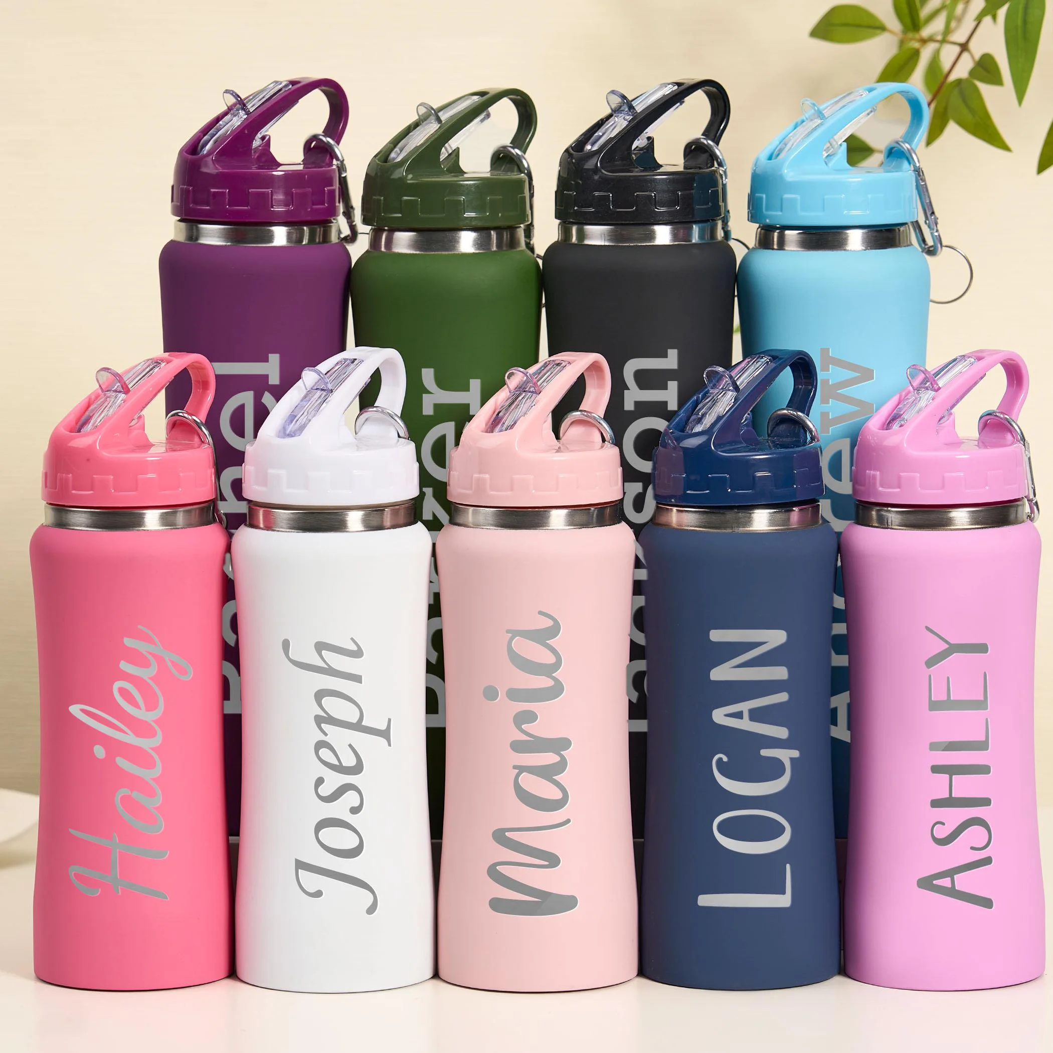 Gravierte Strohflasche Personalisierter Isolierter Kinder-Wasserbecher Studenten Büro Sport Liebhaber Geschenk Edelstahl Thermobecher